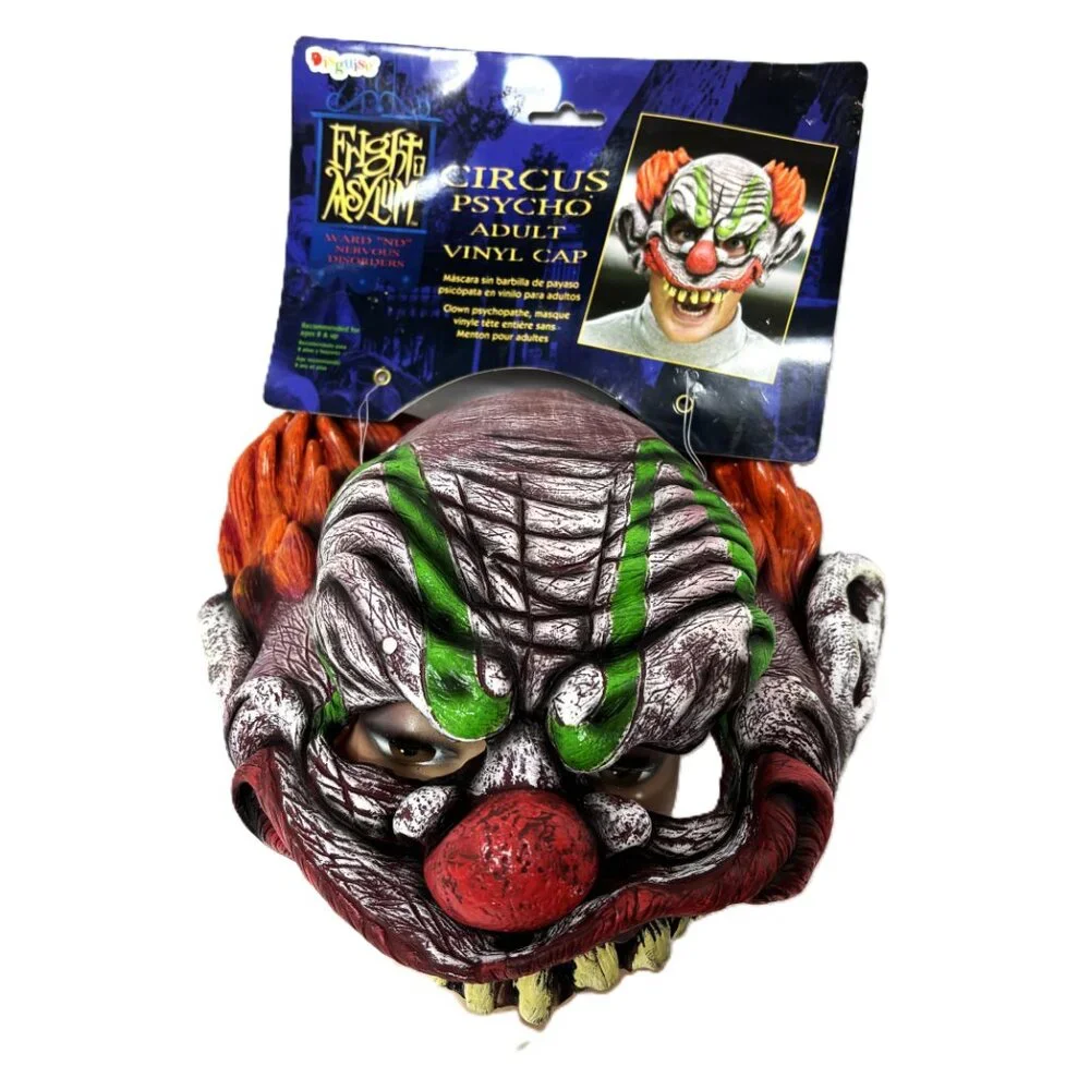 Clown Circus Psycho Adult Vinyl Cap mask  Fright Asylum by Disguise NOS NWT